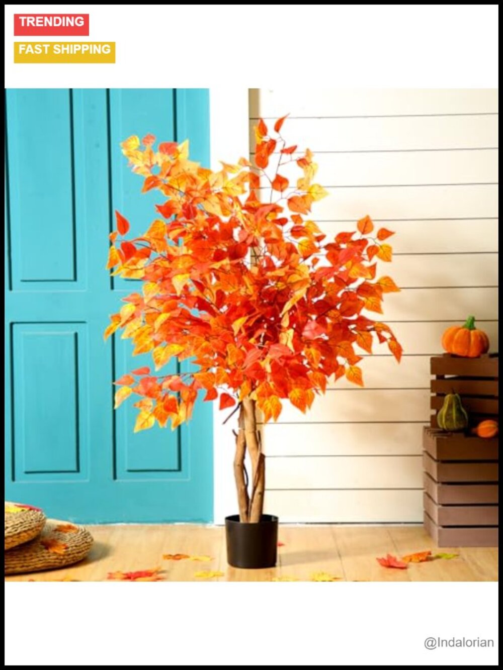4 ft Artificial Fall Tree Eucalyptus Leaves Autumn Home Decor